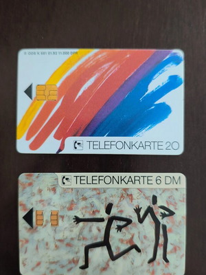 German phone cards used, set of 2, 11,000-12,000 copies