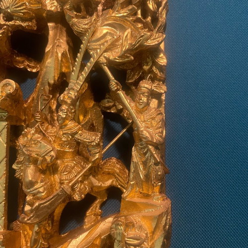 Traditional Chinese wood carving with gold leaf like new