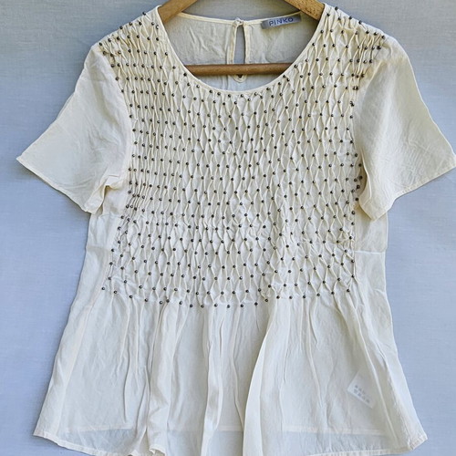 Pinko 100% silk blouse size S, beige