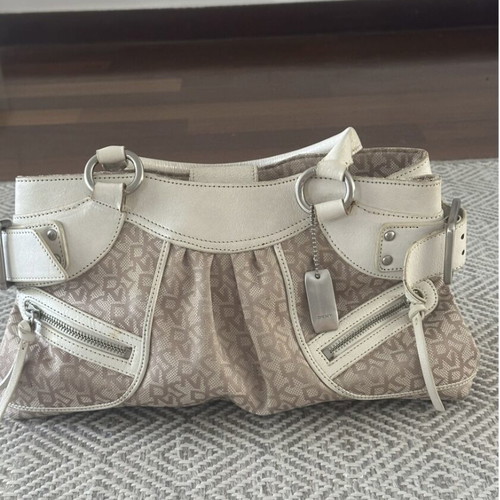 DKNY handbag used, leather, beige