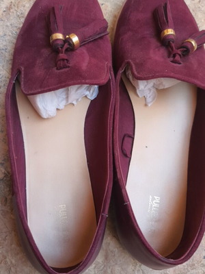 Pull & Bear ballet shoes suede and leather like new, burgundy