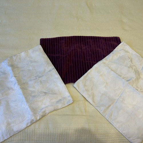 Pillowcases set of 3 purple and cream embossed, like new