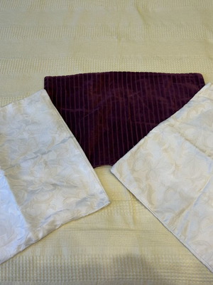 Pillowcases set of 3 purple and cream embossed, like new