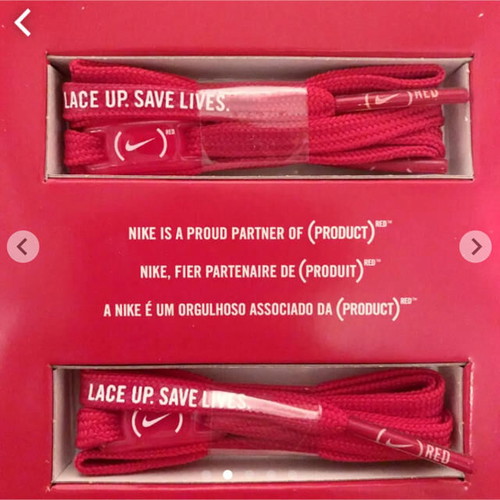 Nike Lace Up 2 Save Lives shoelaces new, red