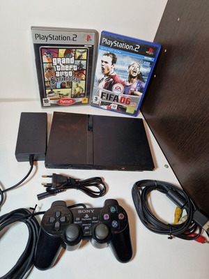 Sony PS2 Slim μεταχειρισμένη με GTA San Andreas και FIFA 06