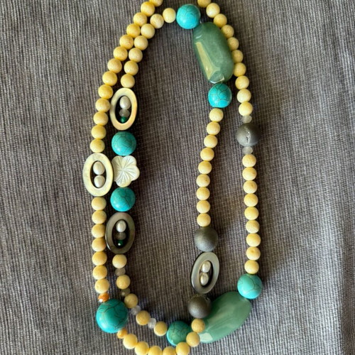 Necklace with semiprecious stones by Titi Jewels like new, beige and turquoise