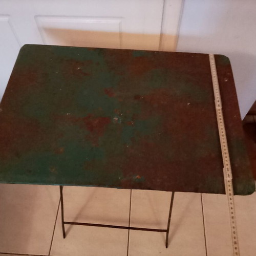 Antique Folding Table French 1920-50 Used, Solid Wrought Iron