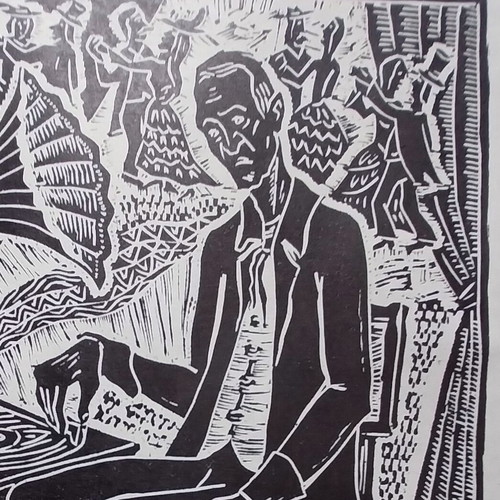 Handmade linocut Retro new