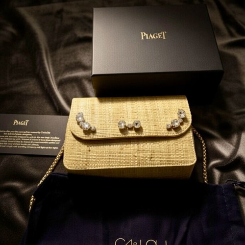 Piaget x CA&LOU Crystal-Embellished Raffia Evening Bag New
