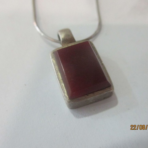 Silver necklace with carnelian pendant, 40 cm