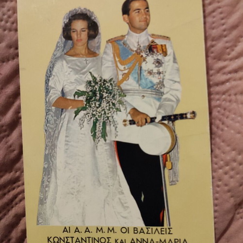 Color postcard of King Constantine and Queen Anna Maria used