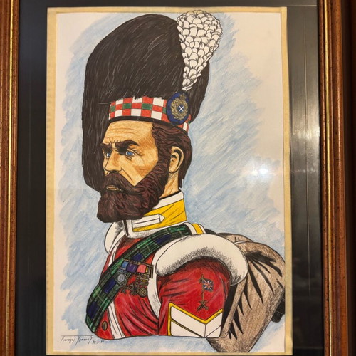 Painting British Soldier like new, made with watercolor pencils and markers