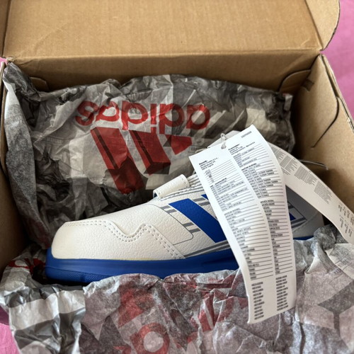 Adidas children's athletic shoes, size 25, white and blue