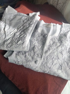 Vintage Isabelle nightgown with matching robe, like new, gray-blue