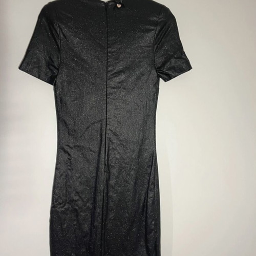 Lynne dress short fitted shiny silver size M like new