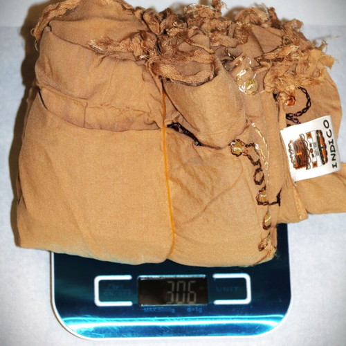 Handmade pareo with sequins silk and cotton blend beige and brown