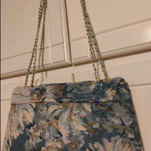 Fabric bag new with floral design mint color