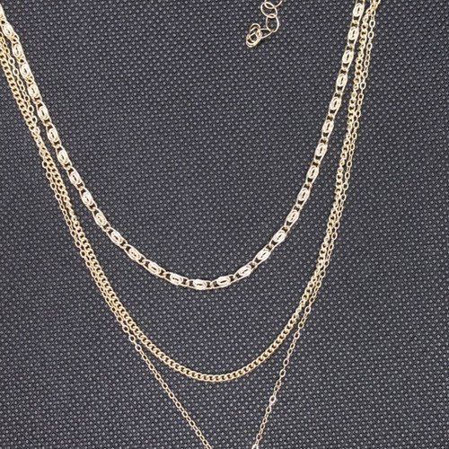 Triple necklace gold color stainless steel new