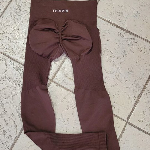 Thrivin women's athletic leggings set new, brown, size XS