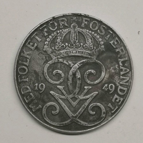 Sweden 5 Ore Coin 1949 used