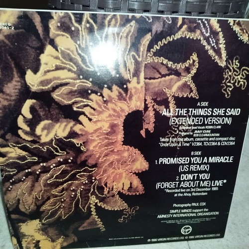 Simple Minds All The Things She Said vinyl record used, extended version