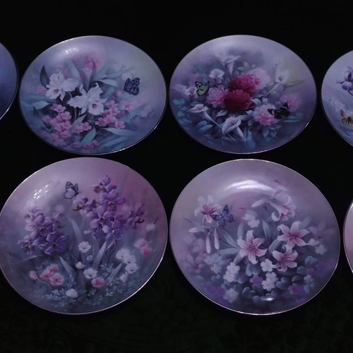 Bradex Decorative Plates 8 pcs Edwin M.Knowles "Jewels of the Flowers" new