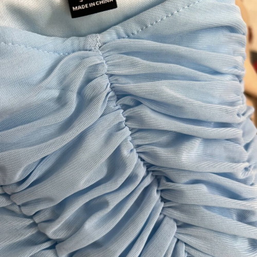 Romantic dress with ruching baby blue, new, fits small and medium