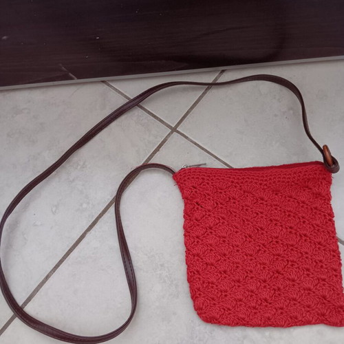 Small crossbody bag used, red and pink