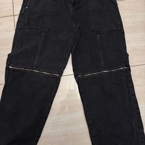 H&M Baggy Jeans with Knee Zippers Like New, Black, Size XXXL