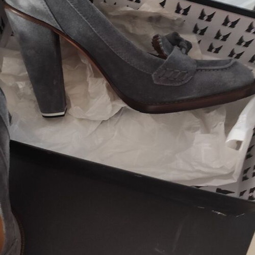 Suede leather heels new, thick 10cm heel, size 39.5