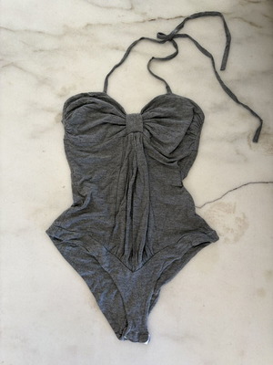 Rebecca Blu Vintage 90s Γκρι κορμάκι με φιόγκο και halter σαν καινούργιο
