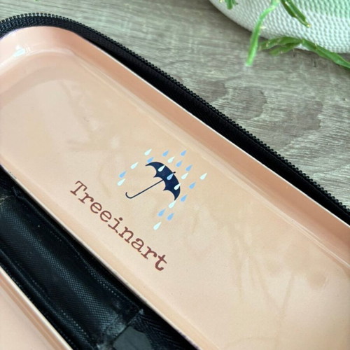 Metal glasses case new, gray and orange
