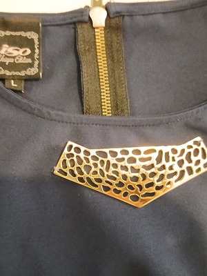Iso blue blouse with sewn jewelry