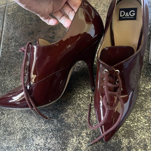 Dolce & Gabbana burgundy patent leather women's ankle boots new