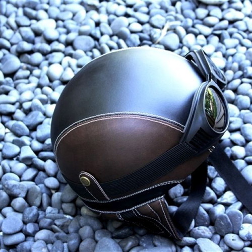 Pilot Helmet 1932 Brown Black New Retro Motorcycle Helmet