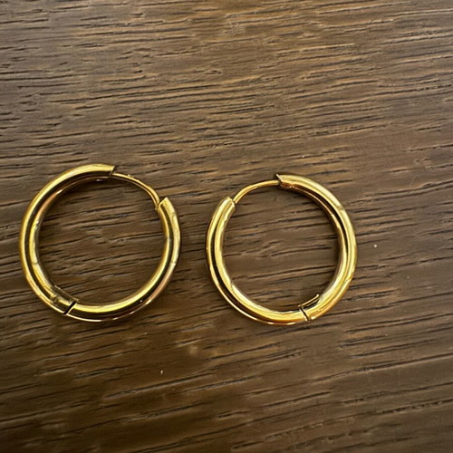 Hoop earrings new, medium size, stainless steel, gold color