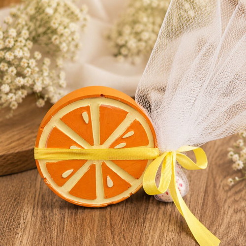 Handmade baptism bombonieres with lemon, orange, and strawberry