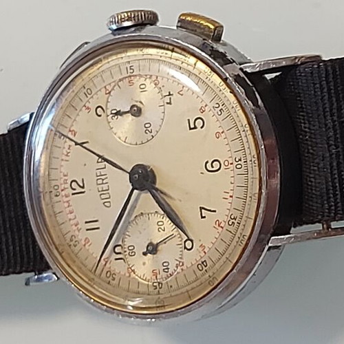 Men's mechanical chronograph watch military steel case 1936, 34mm