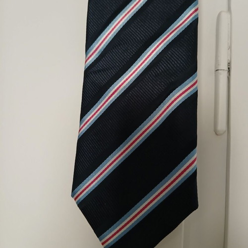 Bonaparte tie used, Italian made, 100% microfiber, blue with stripes