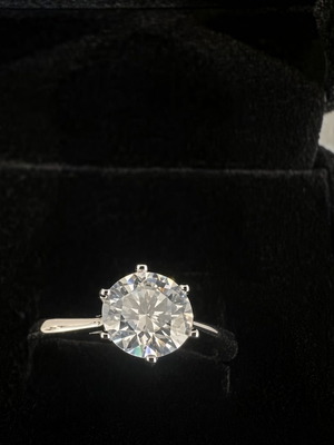 Moissanite VVS1 0.1 carat engagement ring, 925 sterling silver