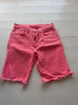 J Brand Pink Denim Bermuda Shorts Size 34 Waist 38 cm New