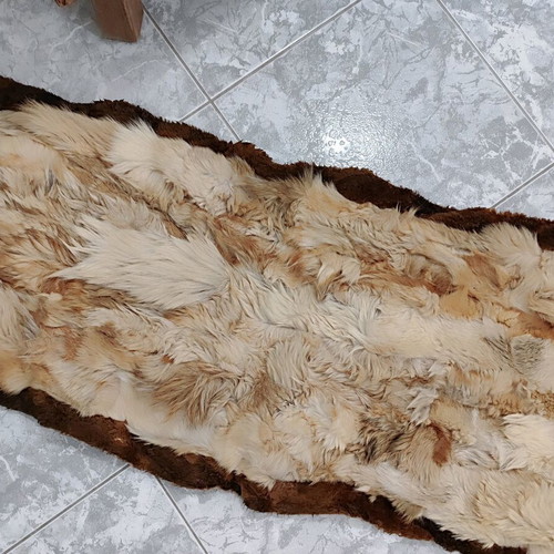 Leather fur rug used