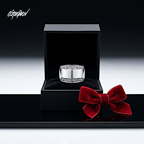 Erté 925 Silver Ring with White Zirconia, New