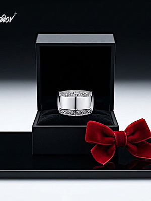Erté 925 Silver Ring with White Zirconia, New