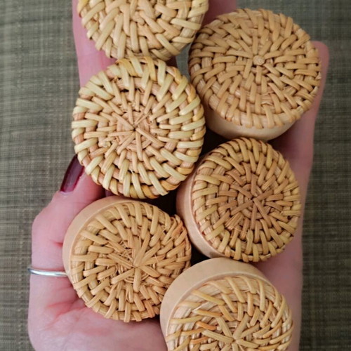 Wardrobe knobs new with handmade natural rattan pattern