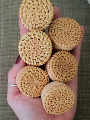 Wardrobe knobs new with handmade natural rattan pattern