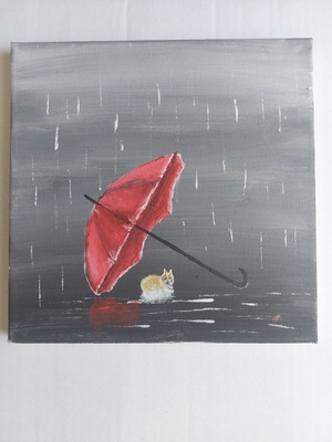 Handmade painting on canvas, like new, 20×20cm