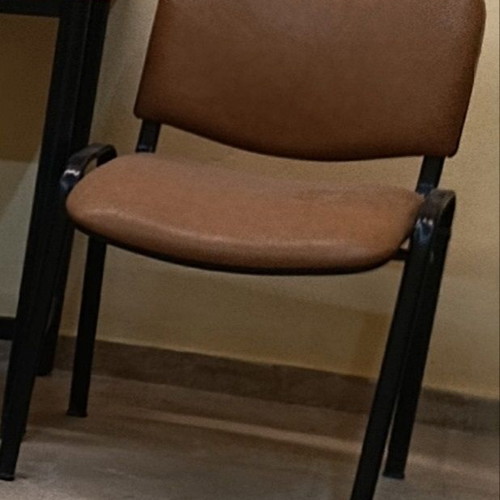 Work surface with chair like new, metal frame, brown seat