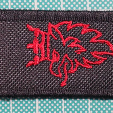 Fabric keychain Truck with embroidered logo 12x3 cm new, black