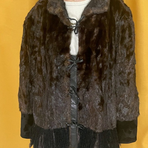 Mink fur coat like new, black, size L